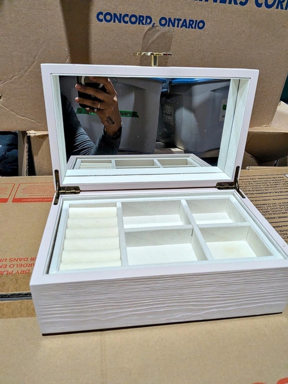 Wooden Jewelry Box Organizer with Mirror